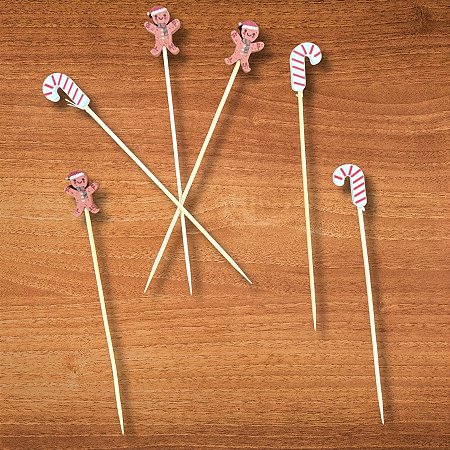 Palito Decorativo Petiscos - Natal - Bengala Doce e Homem Biscoito - 20 unidades - Rizzo