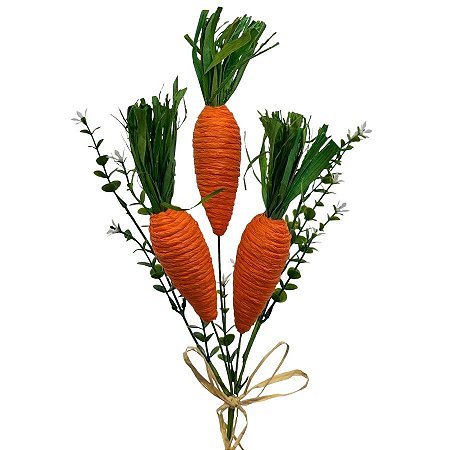 Galho Decorativo de Páscoa - Cenouras e Flores Brancas - 45cm - 1 unidade - Cromus - Rizzo