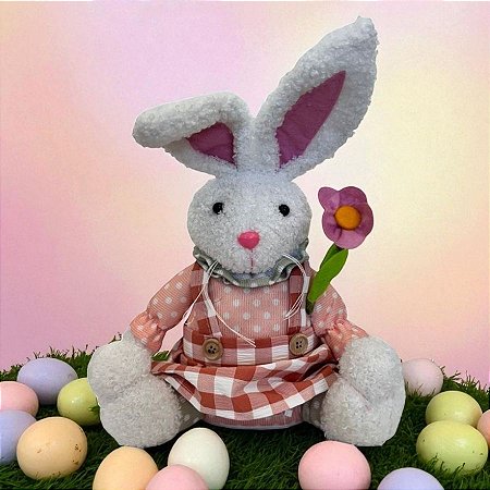 Peso de Porta Coelhinho de Vestido Rosa - 31cm - 1 unidade - Cromus - Rizzo