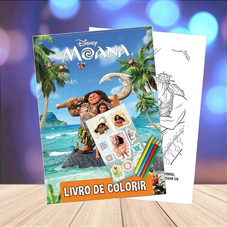 Kit para Colorir Com Lápis e Adesivos - Moana - 6 Itens - 1 unidade - Disney Original - Rizzo