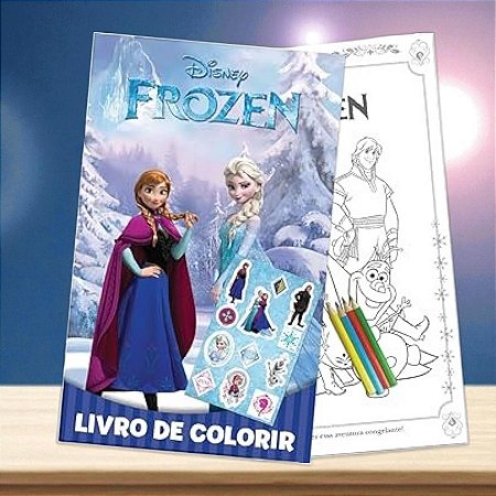 Kit para Colorir Com Lápis e Adesivos - Frozen - 6 Itens - 1 unidade - Disney Original - Rizzo