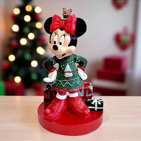 Enfeite de Natal - Minnie Mouse com Presentes - 17x9cm - 1 unidade - Disney Original - Rizzo