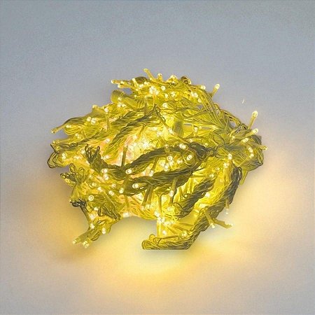 Cortina de LED Branco Quente com Fio Branco 500 Leds - 4x2,5m - 1 unidade - Rizzo