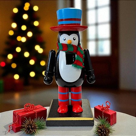 Enfeite Decorativo de Natal em Madeira - Pinguim - 15cm - 1 unidade - Rizzo