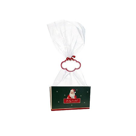 Kit Fundo Retalngular Verde - Feliz natal - 8,5x4,5x5cm - 10 unidades - Cromus - Rizzo
