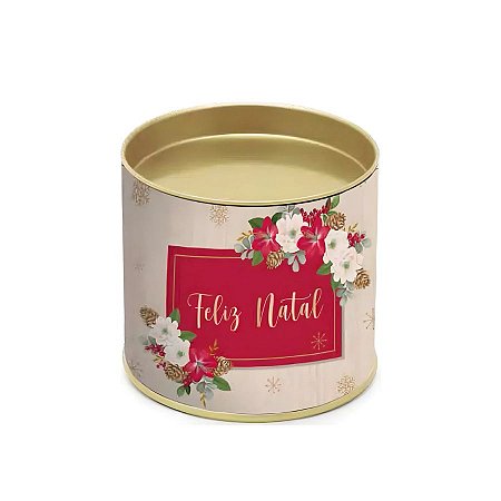 Lata Natalina Para Panetone - Garland Flores - 500g - 1 unidade - Rizzo