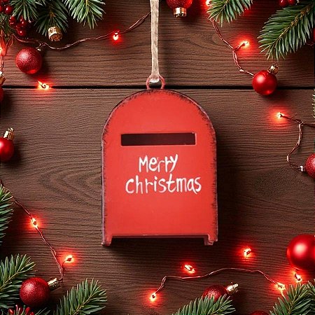 Enfeite Para Pendurar De Natal - Caixa de Correio - Vermelho - 6cm - 1 unidade - Cromus - Rizzo