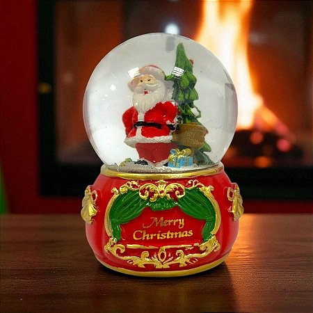 Enfeite Decorativo de Natal - Globo de Neve com Papai Noel - 6,5x9,5cm - 1 unidade - Rizzo