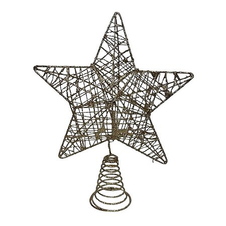 Topo Estrela para Árvore de Natal Plástico - Ouro - 24x19,5x5cm - 1 unidade - Cromus - Rizzo