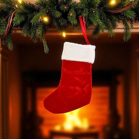 Meia de Natal para Pendurar - Vermelha - 47x27x20cm - 1 unidade - Rizzo