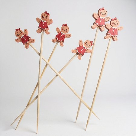 Palito Decorativo Petiscos - Natal - Biscoito - 12cm - 20 unidades - Cromus - Rizzo