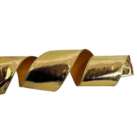 Fita Aramada Decorativa de Natal - Ouro - 6,3cmx9,14m - 1 unidade - Cromus - Rizzo