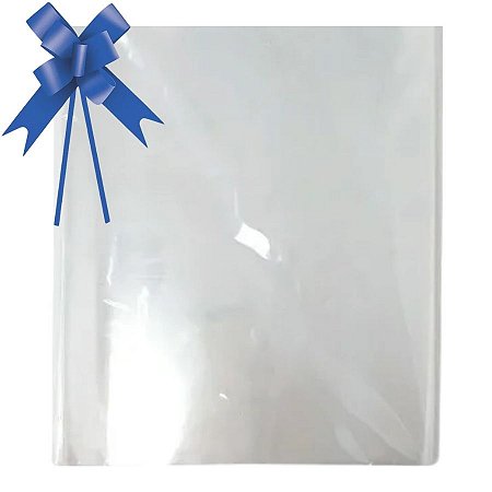 Kit Poli Cesta Incolor 72x90cm - Laço Azul - 1 unidade - Cromus - Rizzo