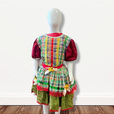 Vestido de Festa Junina Colorido - Xadrez Laço e Girassol - GG - 1 unidade - Rizzo