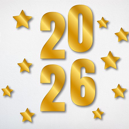 Painel Decorativo - Ano Novo 2026 Dourado - 16x30cm - 1 unidade - Regina - Rizzo