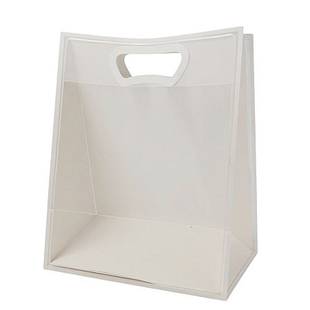 Sacola Transparente Fosca Pvc Alça Plana Branca - 40x30x12cm - 1 unidade - 1 unidade - Cromus - Rizzo