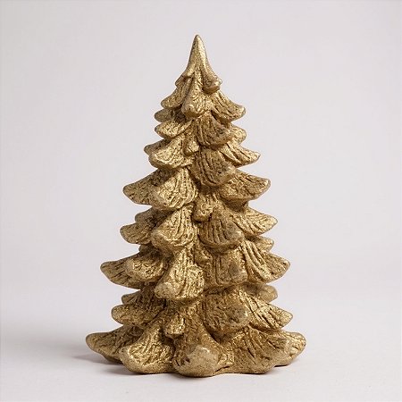 Enfeite Decorativo de Natal - Pinheiro de Ouro com Glitter - 26x16x16cm - 1 unidade - Cromus - Rizzo