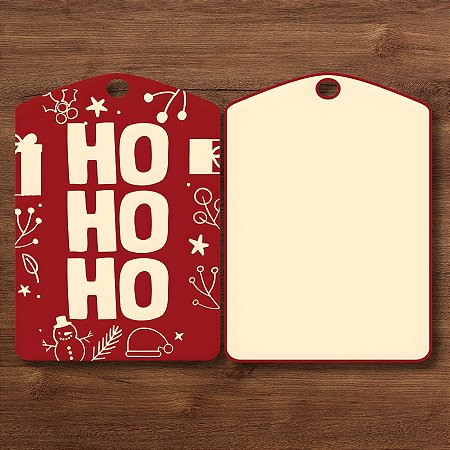 Tag Decorativa de Natal - HoHoHo - 7x5cm - 10 unidades - Rizzo