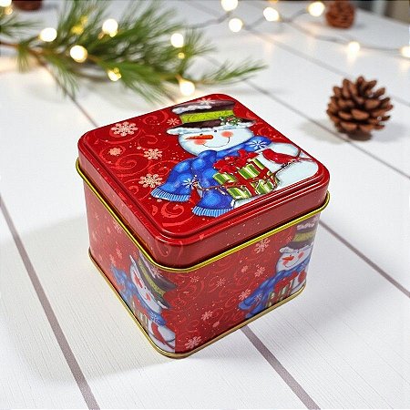 Lata de Metal de Natal - Boneco De Neve - 7,5x7x6cm - 1 unidade - Rizzo