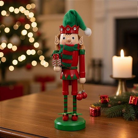 Duende De Madeira - Cachecol - Vermelho e Verde - 25cm - 1 unidade - Artlille  - Rizzo