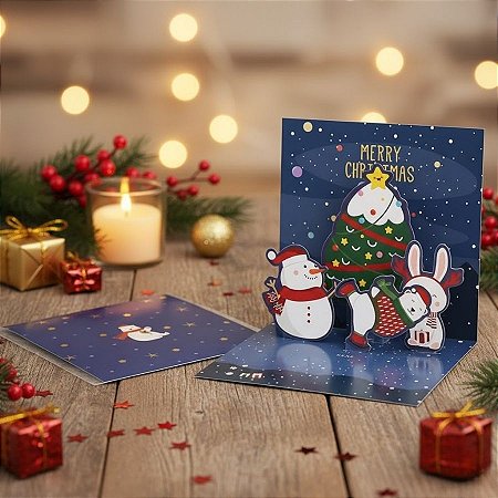 Cartão de Natal 3D - Urso Polar - 11x11cm - 1 unidade - Artlille  - Rizzo