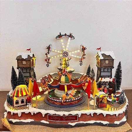 Cenário De Natal - Parque de Diversão com Som , Luz e Movimento - 68x46x41cm - 1 unidade - Rizzo