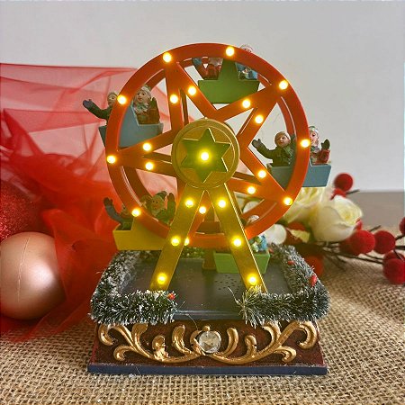 Cenário De Natal - Mini Roda Gigante com Som , Luz e Movimento - 11,5x8,5x15cm - 1 unidade - Rizzo