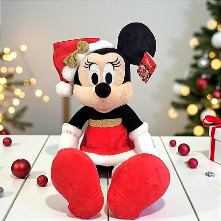 Pelúcia Minnie Mouse Dourado de Natal - 30cm - 1 unidade - Disney Original - Rizzo