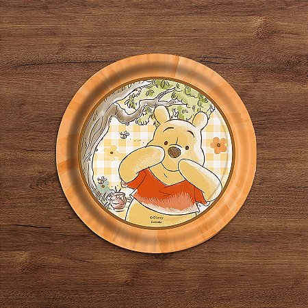 Prato de Papel Redondo - Ursinho Pooh - 18x18cm - 8 unidades - Festcolor - Rizzo