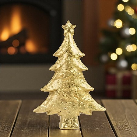 Enfeite de Natal em Cerâmica - Árvore Ouro - 28x20x5,5cm - 1 unidade - Cromus - Rizzo