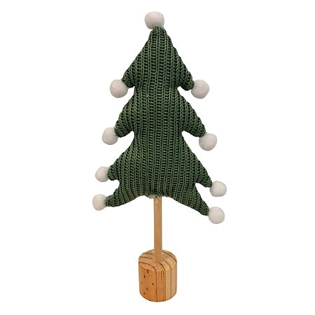 Enfeite Decorativo de Natal Mini Pinheiro - Verde Escuro com Pompom - 26x11,5x4cm - 1 unidade - Cromus - Rizzo