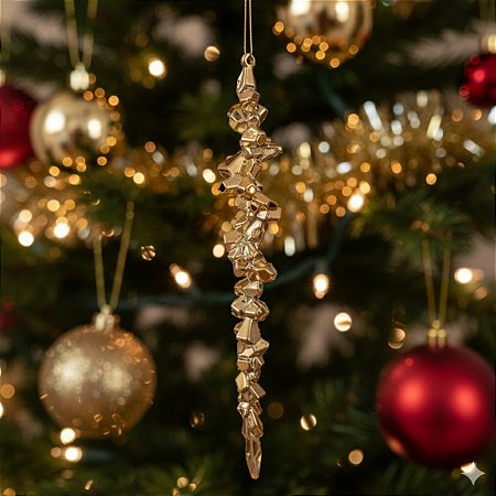 Enfeite de Natal para Pendurar - Sincelo Dourado - 25x4x4cm - 1 unidade - Cromus - Rizzo