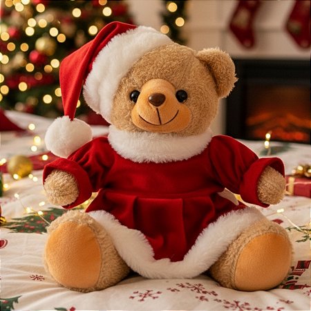 Enfeite Decorativo de Natal - Ursa Mamãe Noel - 25x24,5x16cm - 1 unidade - Cromus - Rizzo