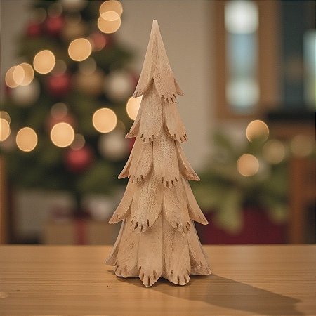 Enfeite Decorativo de Natal em Madeira - Árvore Marrom 30,7x14cm - 1 unidade - Cromus - Rizzo