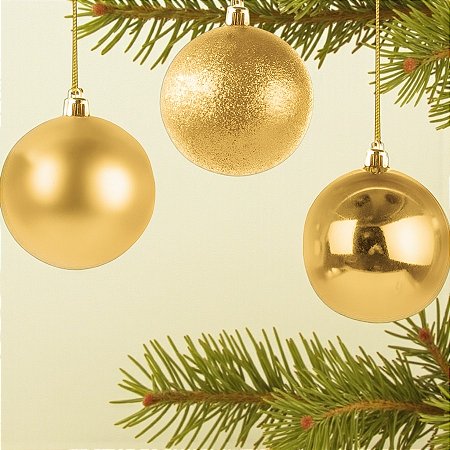 Bolas de Natal em Tubo - Ouro Lisa, Matte e Glitter - 12cm - 4 unidades - Cromus - Rizzo
