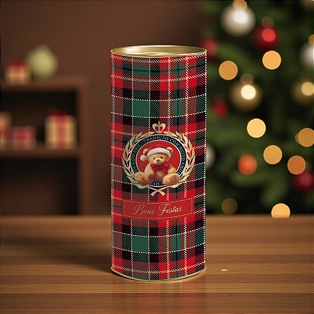 Lata para Presente Rígida - Magia Infinita Urso Natal - M 10,5x24,5x10,5cm - 1 unidade - Cromus - Rizzo