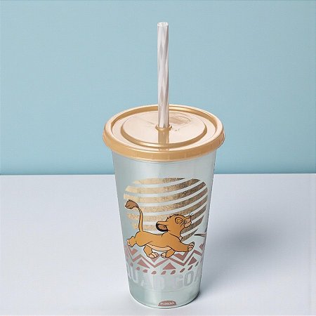 Copo de Plástico com Tampa e Canudo - Rei Leão - Squad Goals - 500ml - 1 unidade - Disney Original - Rizzo