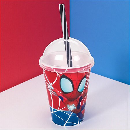 Copo Shake Aranha - Spidey e Seus Amigos - 280ml - 1 unidade - Disney Original - Rizzo