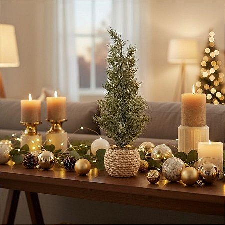 Mini Árvore Pinheiro Nevado No Vaso - 35cm - 1 unidade - Rizzo