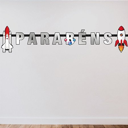 Faixa Decorativa Temática "Parabéns" - Espacial - 125x13cm - 1 unidade - Regina - Rizzo