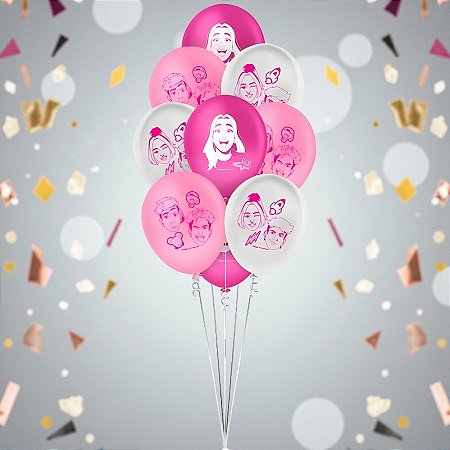 Balão Festa Decorado 9" 23cm Redondo - Emilly Vick e dos Rosa - 25 unidades - Regina - Rizzo