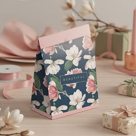 Saco de Papel Para Presentes - Beautiful Magnolia  - 10 unidades - Cromus - Rizzo