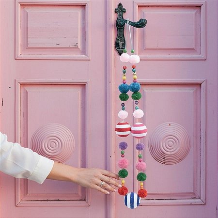 Cordão Decorativo de Natal - PomPom Colorido - 130cm  - 1 unidade - Cromus - Rizzo