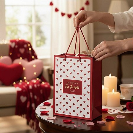 Caixa Luva Com Alça - Te Amo Hoje  - 10 unidades - Cromus - Rizzo