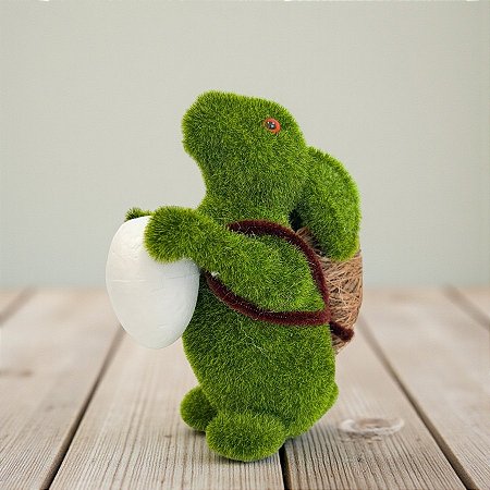 Enfeite Decorativo de Páscoa - Coelho Verde com Cesta e Ovo - 16cm - 1 unidade - Rizzo