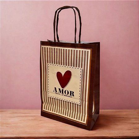 Sacola de Papel - L'Amour - 20,5x14,5x8cm - 1 unidade - Cromus - Rizzo