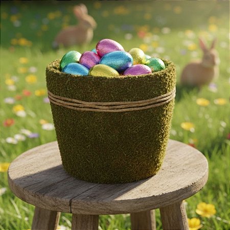 Cesta Decorativa de Musgo - 18,5x20,5cm - 1 unidade - Rizzo