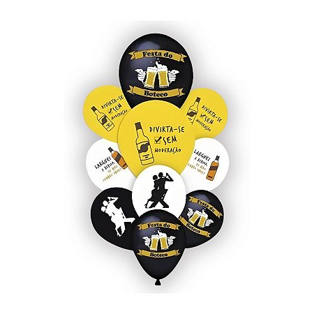Kit Buque Balões Festa Boteco - Buque com 10 balões  - 1 unidade - Happy Day - Rizzo