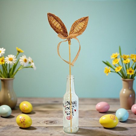 Pick Decorativo de Páscoa - Orelhas de Coelho de Palha - 45x13x2cm - 1 unidade - Cromus - Rizzo