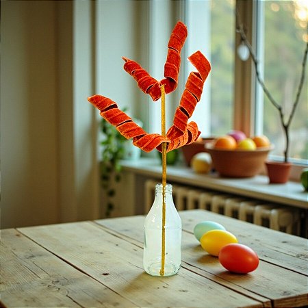 Pick Decorativo de Páscoa - Espiral Laranja - 48cm - 1 unidade - FlorArte - Rizzo